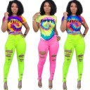Dame T-shirt med tie-dye-motiv 1