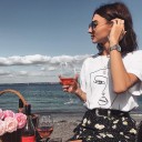Dame T-shirt med tryk A71 2