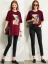 Dame T-shirt med tryk B287 2