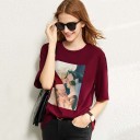 Dame T-shirt med tryk B287 3