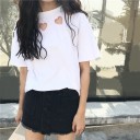 Dame-T-shirt med udskårne hjerter 6