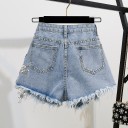 Dame T-shirt og denimshorts B944 4