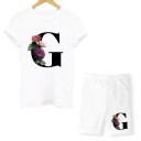 Dame T-shirt og shorts med bogstaver 8