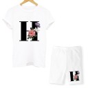 Dame T-shirt og shorts med bogstaver 9