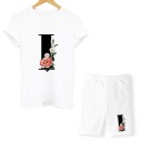 Dame T-shirt og shorts med bogstaver 10