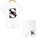 Dame T-shirt og shorts med bogstaver 20