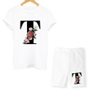 Dame T-shirt og shorts med bogstaver 21