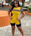 Dame t-shirt og shorts med leopardprint B979 2