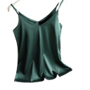 Dame T-shirt V-hals Tynde stropper Ensfarvet elegant T-shirt i polyester og silke til let sommerbrug 11