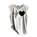 Dame tanktop med hjerteprint 2