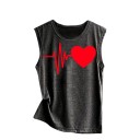 Dame tanktop med hjerteprint 3