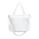 Dame taske med gennemsigtig frontlomme Lynlås To hanke og lang skulderrem Lærred og nylon 37 x 28,5 x 8 cm 1