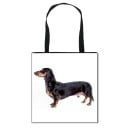 Dame taske med hundetryk på hele forsiden Firkantet indkøbstaske med sorte håndtag Polyester Mål 34,5 x 34,5 cm 2