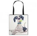 Dame taske med hundetryk på hele forsiden Firkantet indkøbstaske med sorte håndtag Polyester Mål 34,5 x 34,5 cm 5