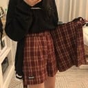 Dame ternet mini nederdel med shorts Nederdel med shorts med overlappende frontstykke og dekorativt bælte Bomuld med polyester A-formet snit 4