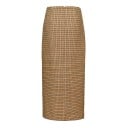 Dame ternet pencil nederdel midi med overlap og knapper Brun fint mønster Uld med polyester Elegant nederdel til hver dag 3