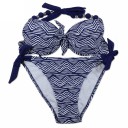Dame tofarvet bikini - Blå-hvid 1