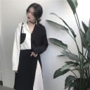 Dame tofarvet skjorte med lange ærmer Løs pasform Kontrast brystlomme Knaplukning Polyester Til sommerdage 4