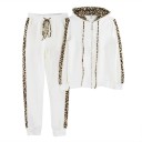 Dame træningssæt hættetrøje med lynlås og bukser Leopardstriber på ærmerne og benene Talje med snøre Ribkanter Polyester 1