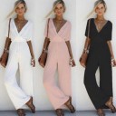 Dame V-hals jumpsuit 1