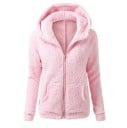 Dame varm fleecejakke med hætte og lynlås Plyssoverflade som lam Dobbelt forlommer Til dårligt vejr Polyester og bomuld 5