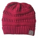 Dame vinter strikket hat med åbning til hestehale eller knold til langt hår Plastisk mønster med vandrette striber Ribkant Akryl 10