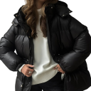 Dame vinterjakke med hætte, lynlås og knapper, snøre i taljen, lommer til hænderne, varm og holdbar polyester, komfortabel jakke til vinterperioden 6