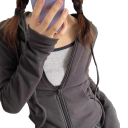 Dame zip hoodie med hætte og lommer En ensfarvet hoodie lavet af blødt polyester Komfortabel fritidsoverdel 2