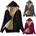 Dame zip hoodie med hætte og varm fleece indeni Varm hoodie med forlommer og ribstrikkede manchetter Polyester og bomuld 4