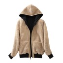 Dame zip hoodie med hætte og varm fleece indeni Varm hoodie med forlommer og ribstrikkede manchetter Polyester og bomuld 5