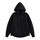 Dame zip hoodie med lommer Enfarvet hoodie i blød polyester Komfortabelt fritidstøj i forskellige farver 13