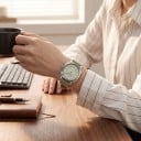 Dameautomatiske ure Berny Minimalistiske med dato Vandtæt 50 m 38 mm Rustfrit stål Safirglas Lærredsrem Til hverdag 10