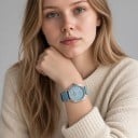 Dameautomatiske ure Berny Minimalistiske med dato Vandtæt 50 m 38 mm Rustfrit stål Safirglas Lærredsrem Til hverdag 3