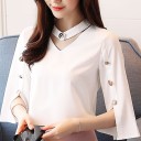 Damebluse med guldknapper 3
