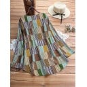 Damebluse med patchwork stribemønster Løs pasform Lange ærmer Rund hals Polyester Uformel stil til hver dag 4