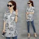 Damebluse med print 2