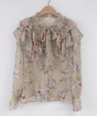 Damebluse med sløjfe og flæser 5