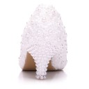 Damebryllupspumps med blomster og perler J1172 1