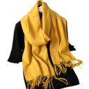 Damehal 33x180 cm Enfarvet blød hal med frynser Let varmende accessory i polyester Elegantisk hal til efterår og vinter 13