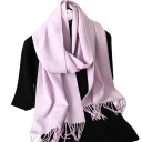 Damehal 33x180 cm Enfarvet blød hal med frynser Let varmende accessory i polyester Elegantisk hal til efterår og vinter 38