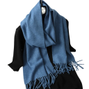 Damehal 33x180 cm Enfarvet blød hal med frynser Let varmende accessory i polyester Elegantisk hal til efterår og vinter 40