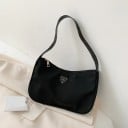 Damehåndtaske til skulderen med kort rem Afrundet form Lynlås Nylon med polyester Mål 26 x 18 x 8 cm Enkel stil 2