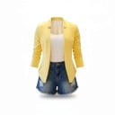 Damejakke uden lukning Tætsiddende snit Krave med små klapper Rundede forstykker Polyester Elegant jakke til arbejde 1