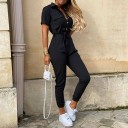 Damejumpsuit med knapper og bindebånd 3