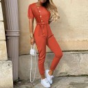Damejumpsuit med knapper og bindebånd 6