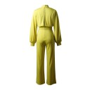 Damejumpsuit med pufærmer A2159 2