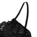 Damek lace bh med bøjler og lave skåle med bølget kant og bredt lace bånd i sort 7