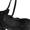 Damek lace bh med bøjler og lave skåle med bølget kant og bredt lace bånd i sort 5