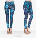 Dameleggings med ugleprint - Blå 2