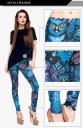 Dameleggings med ugleprint - Blå 3